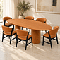 Conjunto De Jantar Mesa Nilo Organica Em Madeira Laminada Com Cadeira Seul Braços em Madeira Cor Preto Laqueado Conjunto De Jantar Mesa Nilo Organica Em Madeira Laminada Com Cadeira Seul Braços em Madeira Cor Preto Laqueado