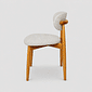 Cadeira Porto Estofada Linho Off-White em Madeira Maciça cor Mel com Design Minimalista Cadeira Porto Estofada Linho Off-White em Madeira Maciça cor Mel com Design Minimalista