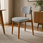 Cadeira Porto Estofada Linho Cinza em Madeira Maciça cor Imbuia com Design Minimalista Cadeira Porto Estofada Linho Cinza em Madeira Maciça cor Imbuia com Design Minimalista