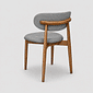 Cadeira Porto Estofada Linho Cinza em Madeira Maciça cor Imbuia com Design Minimalista Cadeira Porto Estofada Linho Cinza em Madeira Maciça cor Imbuia com Design Minimalista