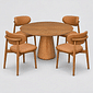 Conjunto De Jantar Redonda Domo 120cm Com 4 Cadeiras Porto Caramelo Conjunto De Jantar Redonda Domo 120cm Com 4 Cadeiras Porto Caramelo