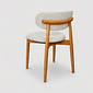Cadeira Porto Estofada Linho Off-White em Madeira Maciça cor Mel com Design Minimalista Cadeira Porto Estofada Linho Off-White em Madeira Maciça cor Mel com Design Minimalista