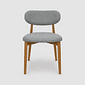 Cadeira Porto Estofada Linho Cinza em Madeira Maciça cor Imbuia com Design Minimalista Cadeira Porto Estofada Linho Cinza em Madeira Maciça cor Imbuia com Design Minimalista