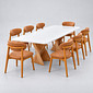 Conjunto de Jantar Mesa Vitta Branca 240x120 cm com 8 Cadeiras Porto Caramelo