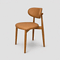 Cadeira Porto Estofada Corino Caramelo em Madeira Maciça cor Imbuia com Design Minimalista Cadeira Porto Estofada Corino Caramelo em Madeira Maciça cor Imbuia com Design Minimalista