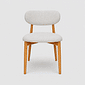 Cadeira Porto Estofada Linho Off-White em Madeira Maciça cor Mel com Design Minimalista Cadeira Porto Estofada Linho Off-White em Madeira Maciça cor Mel com Design Minimalista
