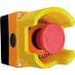 Botoeira Emergência Botão 1NF com Proteção Guarda Alta e Caixa Amarela Sobrepor