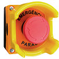 Botoeira Emergência Botão 1NF com Proteção Guarda Alta e Caixa Amarela Sobrepor