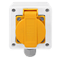 Tomada Amarela c/ Tampa e Caixa Branca 2p+t 10A e 20a Padrão Brasileiro Trilho Din