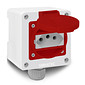 Tomada Vermelha c/ Tampa e Caixa Branca 2p+t 10A e 20a Padrão Brasileiro Trilho Din