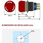 Botão De Emergência Antivandalismo 1 Contato Reversível Metálico 19mm Vermelho - RN19C-M11 Botão De Emergência Antivandalismo 1 Contato Reversível Metálico 19mm Vermelho - RN19C-M11
