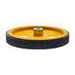 Roda Roldana de Borracha 200mm para Encoder Eixo 6mm Amarela