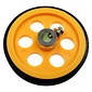 Roda Roldana de Borracha 200mm para Encoder Eixo 6mm Amarela