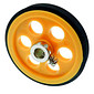 Roda Roldana de Borracha 200mm para Encoder Eixo 6mm Amarela