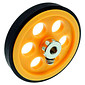 Roda Roldana de Borracha 200mm para Encoder Eixo 6mm Amarela