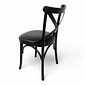 Cadeira Espanha no Laca Preto com Assento em Courissimo Preto