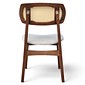 Cadeira de Jantar Verona no Imbuia Glaze Encosto Rattan Linho offwhite Cadeira de Jantar Verona no Imbuia Glaze Encosto Rattan Linho offwhite