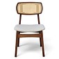 Cadeira de Jantar Verona no Imbuia Glaze Encosto Rattan Linho offwhite Cadeira de Jantar Verona no Imbuia Glaze Encosto Rattan Linho offwhite