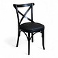 Cadeira Espanha no Laca Preto com Assento em Courissimo Preto