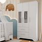 Guarda-Roupa Infantil 3 Portas em MDF Moveis Peroba Popy Branco Brilho
