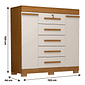 Comoda 5 Gavetas com Sapateira 100% MDF Diana ACP Cinamomo/Off White Comoda 5 Gavetas com Sapateira 100% MDF Diana ACP Cinamomo/Off White