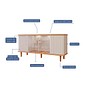 Buffet Aparador 4 portas 100% MDF, com Vidro Temperado Janice Cimol Cinamomo/Off White 