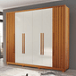 Guarda-Roupa Casal em MDF 6 Portas Bom Pastor Big Mary 2.7 - Natural/Off White/Ripado