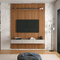 Painel Frisado Oslo 1.9 em MDF para TV até 75 Polegadas com Bancada Bali Jequitiba/Off White - Lukaliam Móveis Painel Frisado Oslo 1.9 em MDF para TV até 75 Polegadas com Bancada Bali Jequitiba/Off White - Lukaliam Móveis