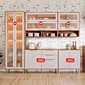 Cozinha Esplêndida Cristal 3 Módulos 270cm 100% MDF, Cristaleira Reflecta com LED - MGM Móveis - Cinamomo/Of White