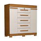 Comoda 5 Gavetas com Sapateira 100% MDF Diana ACP Cinamomo/Off White Comoda 5 Gavetas com Sapateira 100% MDF Diana ACP Cinamomo/Off White