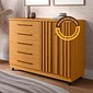 Cômoda Bella 5 Gavetas 2 Portas 136cm MDF com Rodízios - Cinamomo