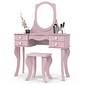 Penteadeira Princesa Patrimar com Espelho e 4 Gavetas – Rosa Penteadeira Princesa Patrimar com Espelho e 4 Gavetas – Rosa