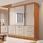 Guarda-Roupa Casal 100% MDF Athenas com Espelho 3 Portas 9 Gavetas Nature/Off White - Bianchi