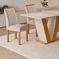 Conjunto Mesa Qatar Retangular 120x80cm com 4 Cadeiras Cel Moveis - Cinamomo/Off White