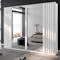 Guarda-Roupa Casal Com Espelho Em MDF 6 Portas, Madrid Boss Ripado Branco - Bom Pastor Guarda-Roupa Casal Com Espelho Em MDF 6 Portas, Madrid Boss Ripado Branco - Bom Pastor