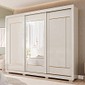 Guarda-roupa 100% MDF 3 Portas 6 Gavetas Panan Valentina com Espelho - Off White