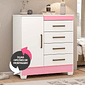 Cômoda Montevideu com 4 Gavetas e 1 Porta Demobile Branco/Branco/Rosa Cômoda Montevideu com 4 Gavetas e 1 Porta Demobile Branco/Branco/Rosa