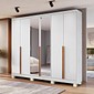 Guarda Roupa Casal Master 240 6 Portas, com Espelho, 100% MDF cor Branco-Nature Bianchi Guarda Roupa Casal Master 240 6 Portas, com Espelho, 100% MDF cor Branco-Nature Bianchi