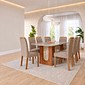 Conjunto Mesa 8 Cadeiras Cimol Valentina Retangular 210x100 com Vidro e Cadeira Paola Wood - Cinamomo/Off White/Linho Be