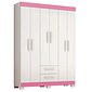 Guarda-Roupa Solteiro 6 Portas 2 Gavetas NT 6015 Notável - Branco/Rosa Flex Guarda-Roupa Solteiro 6 Portas 2 Gavetas NT 6015 Notável - Branco/Rosa Flex