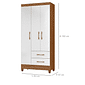 Guarda-Roupa Solteiro 3 Portas 2 Gavetas Lima Naturale/Branco - Moval Guarda-Roupa Solteiro 3 Portas 2 Gavetas Lima Naturale/Branco - Moval
