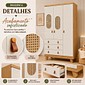 Guarda-roupa 3 Portas Abrir 100% MDF 3 Gavetas Peroba Pingo New Tela - Amêndoa/Off White