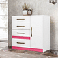 Cômoda para Quarto Com 4 Gavetas 1 Porta Moval Vênus Flex Branco/Rosa/Lilás Cômoda para Quarto Com 4 Gavetas 1 Porta Moval Vênus Flex Branco/Rosa/Lilás