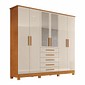 Guarda-Roupa Casal Com Espelho 6 Portas em MDF Bianchi Clara Naturall/Off White Guarda-Roupa Casal Com Espelho 6 Portas em MDF Bianchi Clara Naturall/Off White