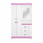 Guarda Roupa Solteiro Com Espelho NT5170 Branco/Rosa - Notável Guarda Roupa Solteiro Com Espelho NT5170 Branco/Rosa - Notável