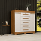 Comoda 5 Gavetas com Sapateira 100% MDF Diana ACP Cinamomo/Off White Comoda 5 Gavetas com Sapateira 100% MDF Diana ACP Cinamomo/Off White