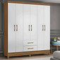 Guarda-Roupa Solteiro 6 Portas, Panamá, Naturale/Branco- Moval Guarda-Roupa Solteiro 6 Portas, Panamá, Naturale/Branco- Moval