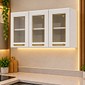 Armário Telasul Triplo Médio 3 Portas com Vidro Diamante New - Branco Armário Telasul Triplo Médio 3 Portas com Vidro Diamante New - Branco