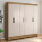 Guarda-Roupa Casal 6 Portas Pratico Amendoa/Off White - Demobile Guarda-Roupa Casal 6 Portas Pratico Amendoa/Off White - Demobile
