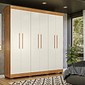 Guarda-roupa Flórida 6 Portas 4 Gavetas Tigus 210cm - Amadeirado/Off White